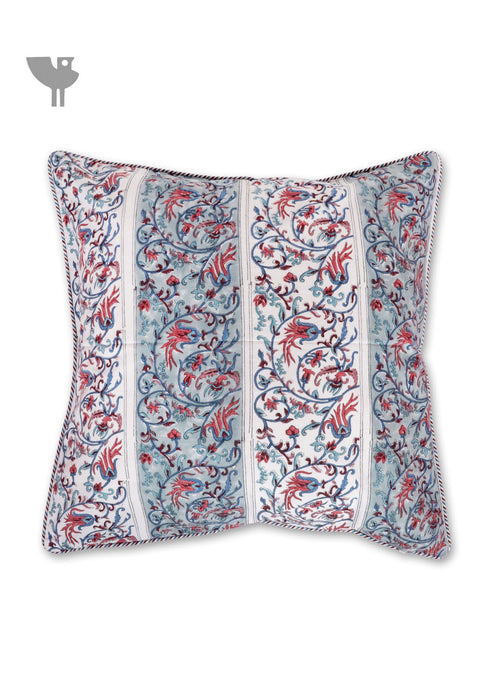 20s Cotton Large Cushion Cover In Block Print