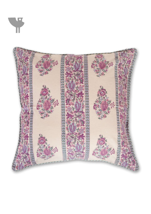 20s Cotton Cushion Cover in Floral Block Print