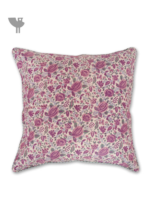 20s Cotton Cushion Cover in Floral Block Print