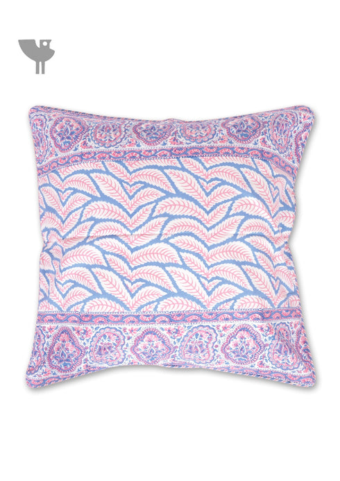 20s Cotton Cushion Cover in Block Print with Piping