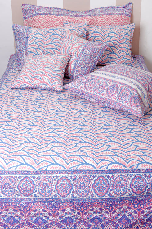 20s Cotton Cushion Cover in Block Print with Piping