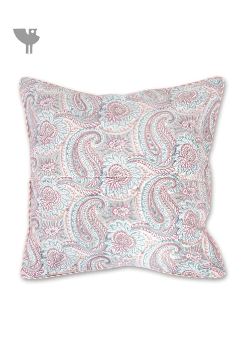 20s Cotton Cushion Cover in Block Print with Piping
