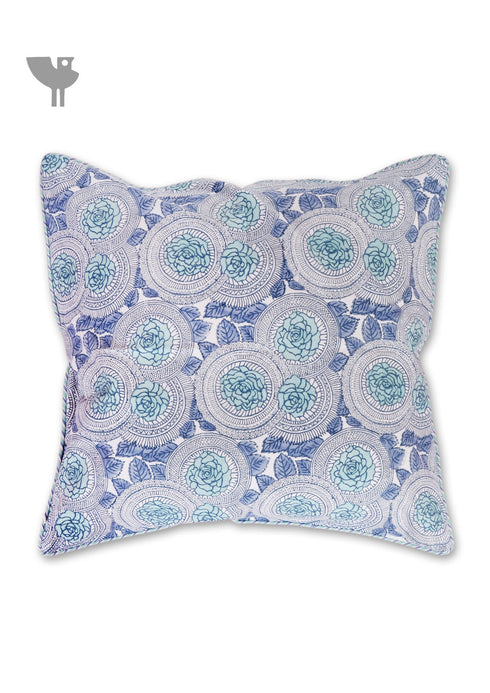 20s Cotton Cushion Cover in Floral Block Print