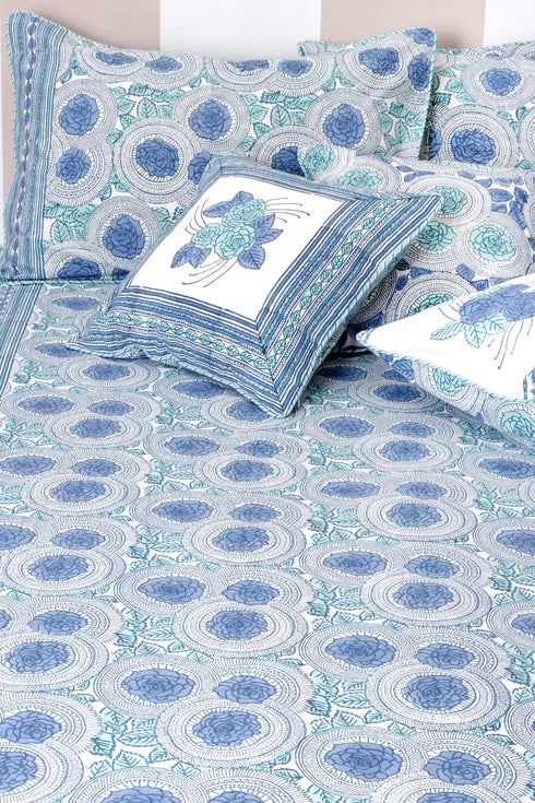 20s Cotton Cushion Cover in Floral Block Print