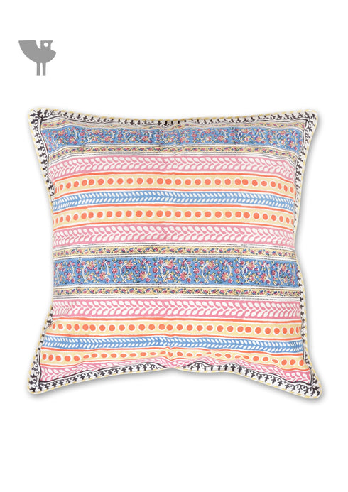 20s Cotton Cushion Cover in Floral Block Print