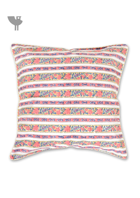 20s Cotton Cushion Cover in Floral Block Print