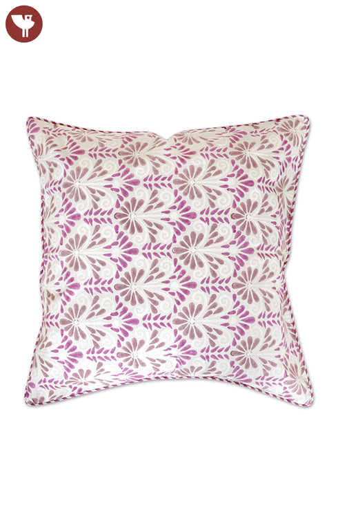 20s Cotton Cushion Cover in Floral Block Print