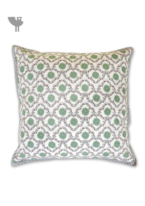 20s Cotton Cushion Cover in Floral Block Print