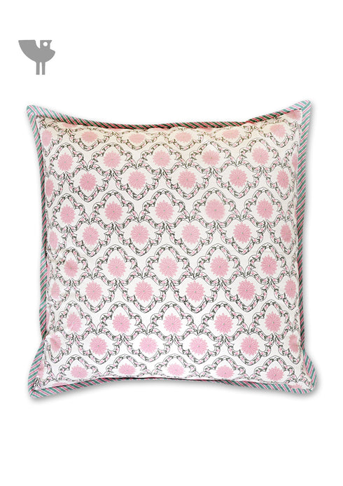 20s Cotton Cushion Cover in Floral Block Print