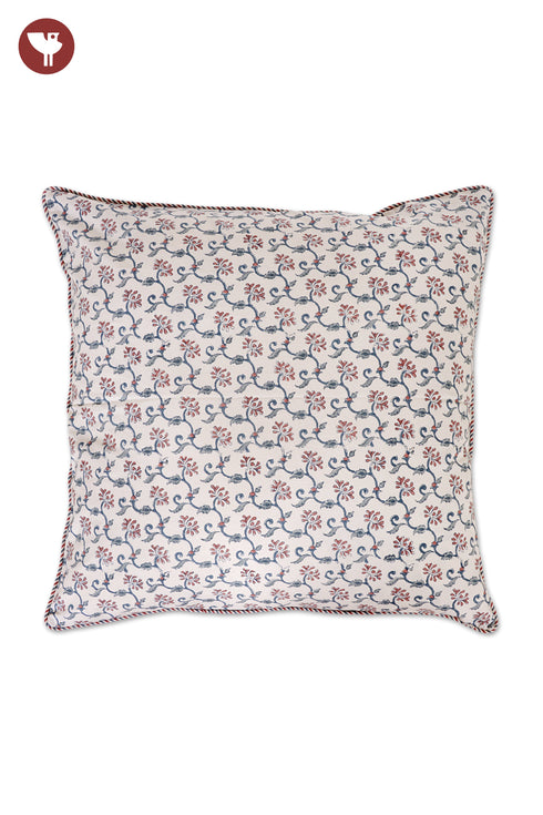 20s Cotton Cushion Cover in Floral Block Print