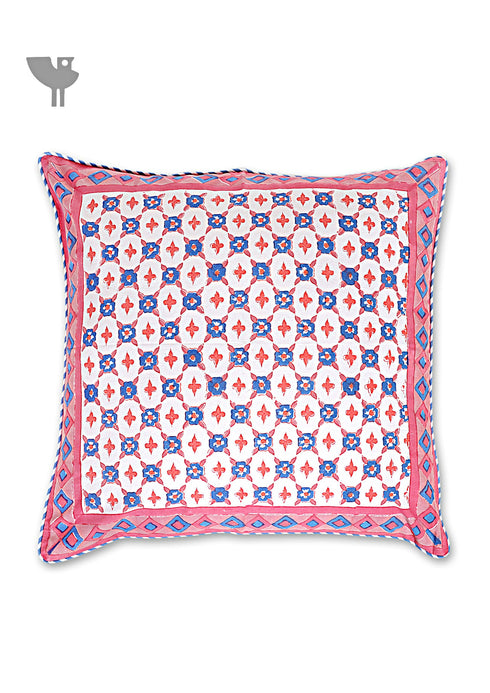 20s Cotton Cushion Cover in Geometric Block Print