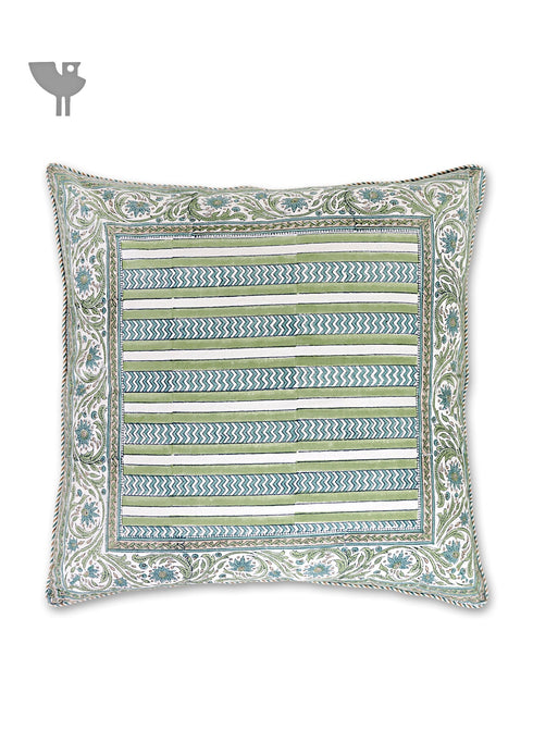 20s Cotton Cushion Cover in Floral Block Print