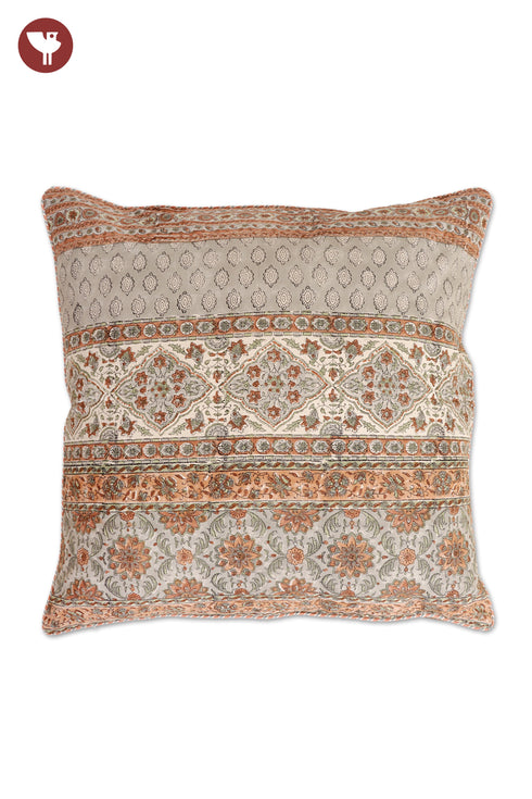 20s Cotton Cushion Cover in Floral Block Print