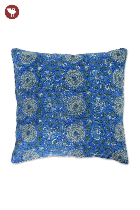 20s Cotton Cushion Cover in Floral Block Print