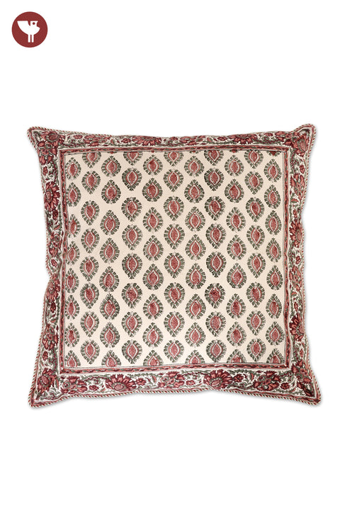 20s Cotton Cushion Cover in Floral Block Print