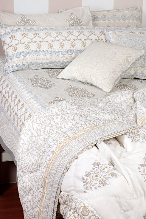 Mulmul Cotton Dohar in Floral Block Print