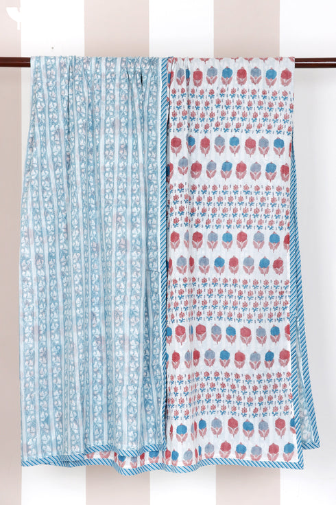 Mulmul Cotton Dohar in Floral Block Print