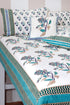 20s Cotton KING SIZE Bed Cover In Floral Block Print
