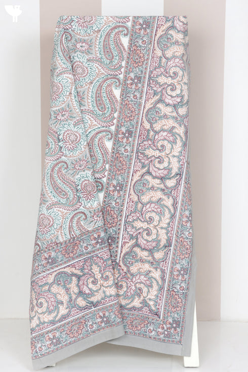 20s Cotton KING SIZE Bed Cover In Block Print