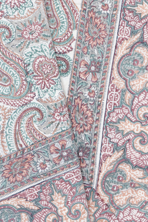 20s Cotton KING SIZE Bed Cover In Block Print