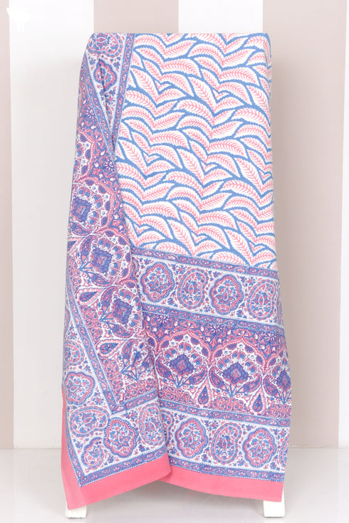 20s Cotton KING SIZE Bed Cover In Block Print