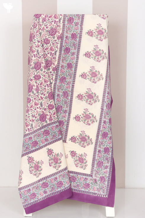 20s Cotton KING SIZE Bed Cover In Floral Block Print