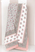 20s Cotton KING SIZE Bed Cover In Floral Block Print Soft White Peach
