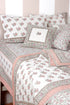20s Cotton KING SIZE Bed Cover In Floral Block Print Soft White Peach