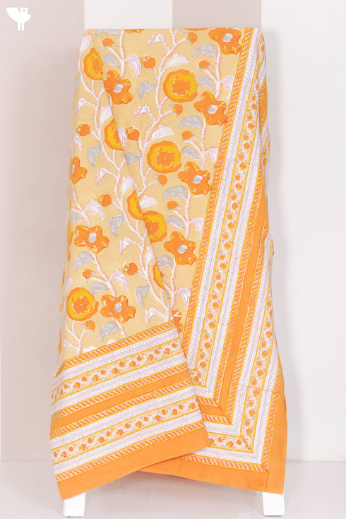 20s Cotton Bed Cover in Floral Block Print