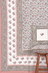 20s Cotton Bed Cover In Floral Block Print Soft White Peach