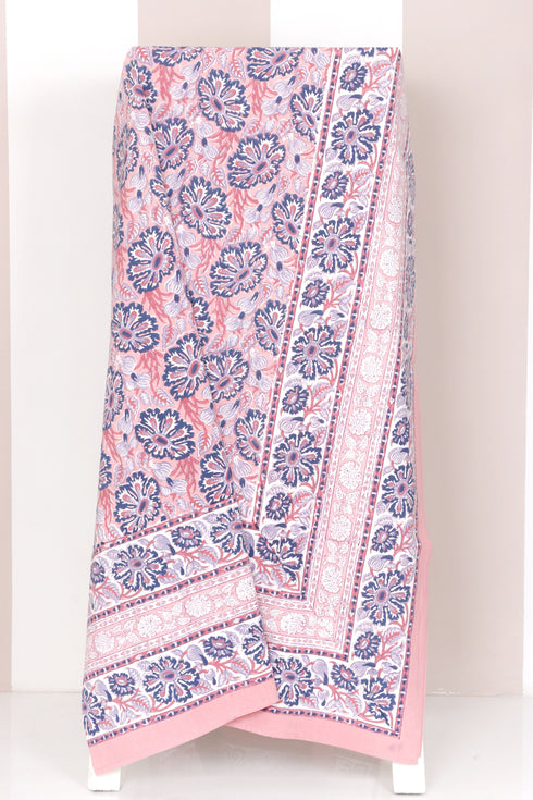 20s Cotton Bed Cover in Floral Block Print