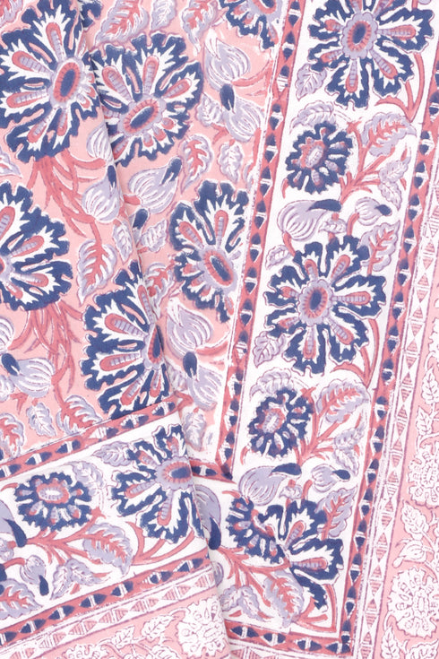 20s Cotton Bed Cover in Floral Block Print