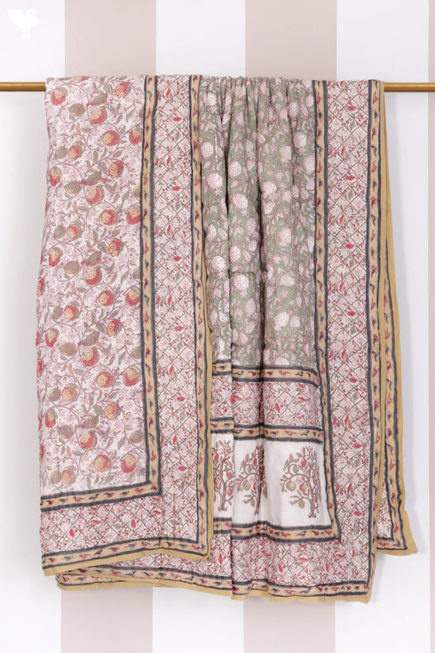 Mulmul Cotton Quilt in Floral Block Print