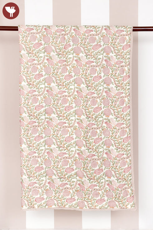 Mulmul Cotton Quilt Floral Block Print