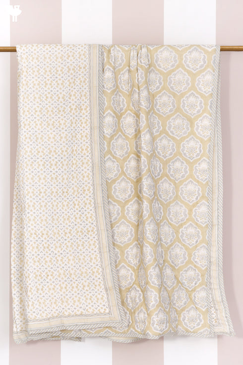 Mulmul Cotton Quilt In Geometric Block Print