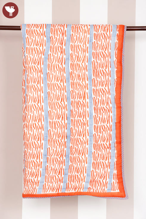 Mulmul Cotton Quilt Striped Block Print