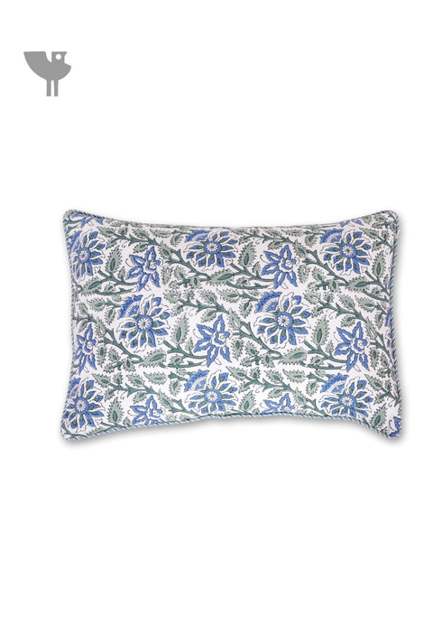 20s Cotton Cushion Cover in Floral Block Print