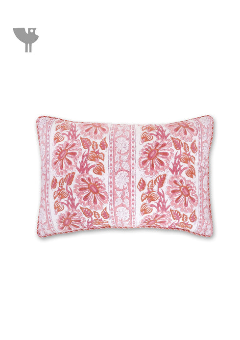 20s Cotton Cushion Cover in Floral Block Print