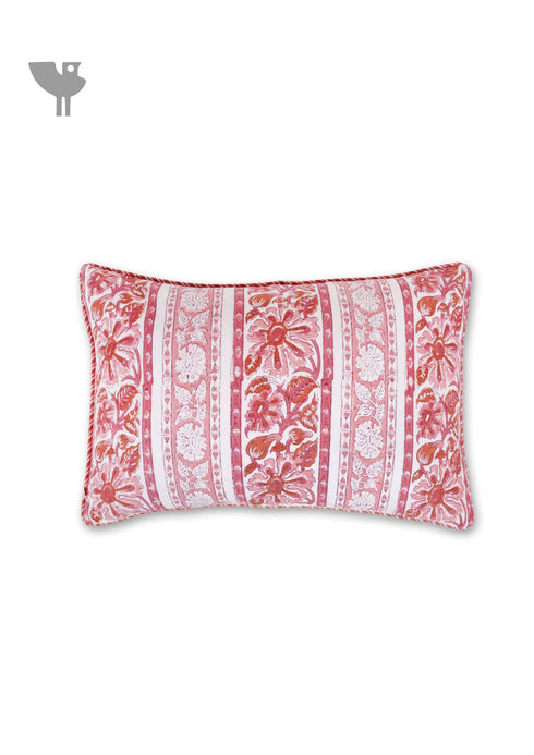 20s Cotton Cushion Cover in Floral Block Print