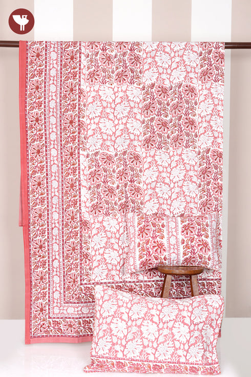 20s Cotton Bed Cover in Floral Block Print