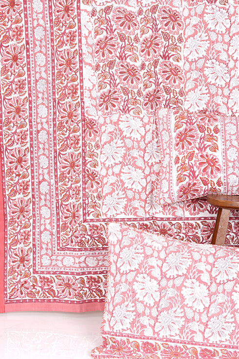 20s Cotton Bed Cover in Floral Block Print