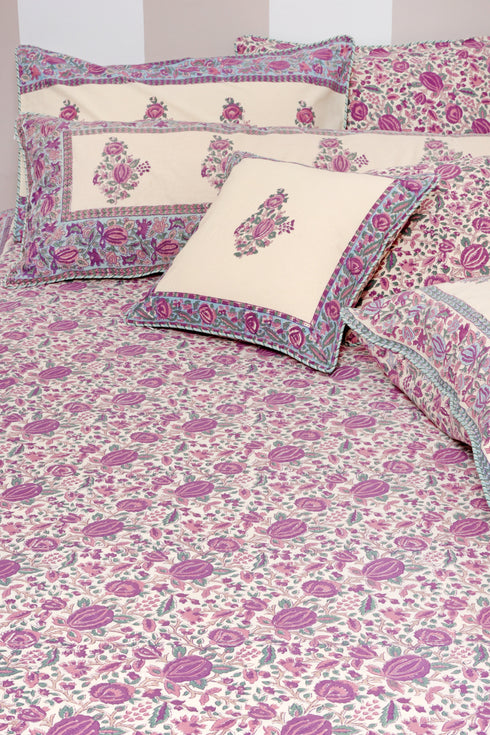 20s Cotton Bed Cover in Floral Block Print
