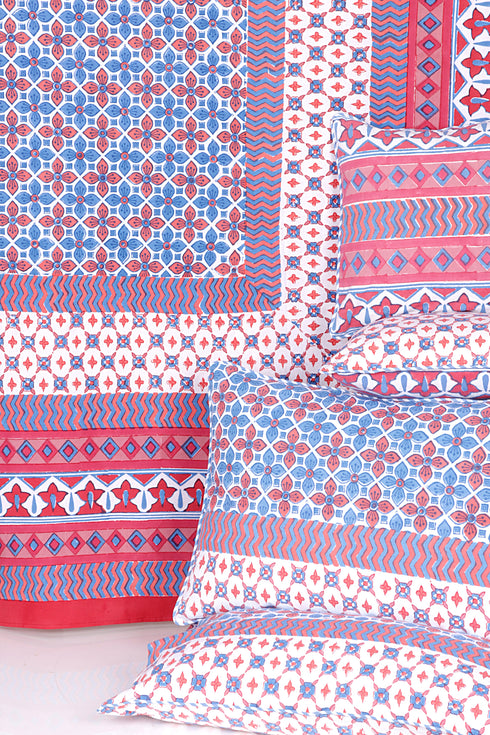20s Cotton KING SIZE Bedcover in Geometric Block Print