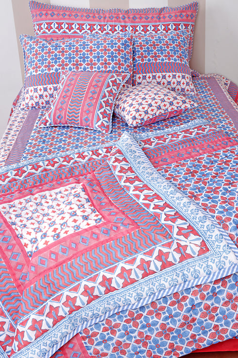20s Cotton KING SIZE Bedcover in Geometric Block Print