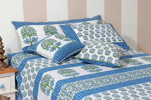 40s Cotton Pillow Cover in Graphic Block Print