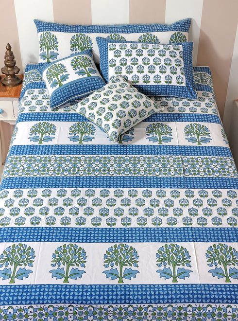 40s Cotton Pillow Cover in Graphic Block Print