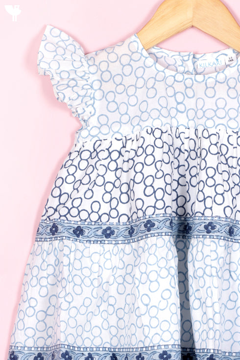 Cotton Frock & Shorts Set In Block Print
