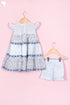 Cotton Frock & Shorts Set In Block Print