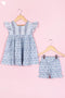 Cotton Frock & Shorts Set In Block Print