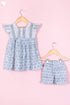 Cotton Frock & Shorts Set In Block Print